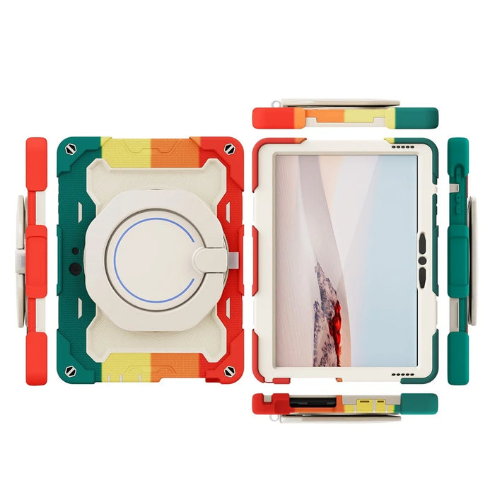 For Microsoft Surface Go 3/2/1 Rotary Kickstand PC + Silicone Shockproof Tablet Case Protective Cover - Colorful/Red - 6