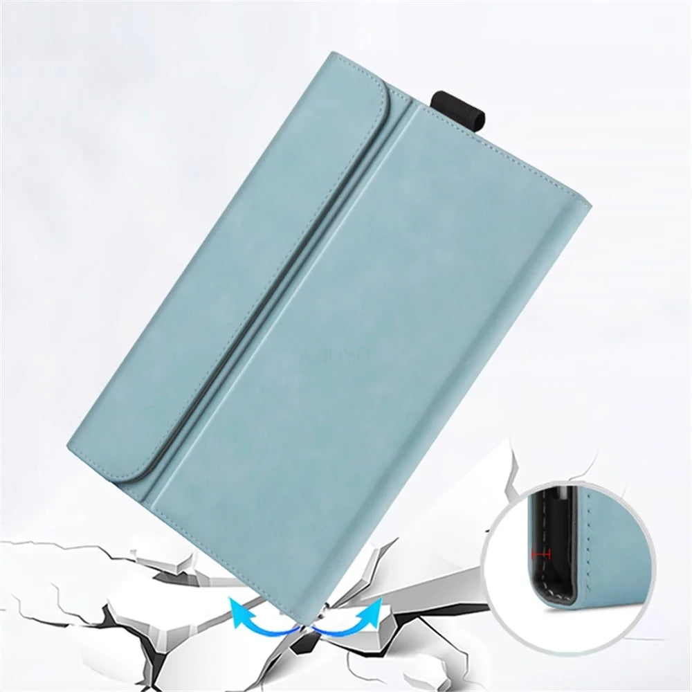 For Microsoft Surface Go Crazy Horse Line Splicing Magnetic Closure Leather + PC Tablet Case with Stand - Blue - 3