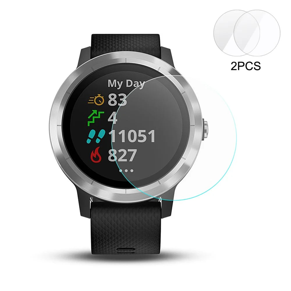 2Pcs HAT PRINCE 0.2mm 9H 2.15D Arc Edge Tempered Glass Screen Protector Guard Film for Garmin Vivoactive 3 - 1