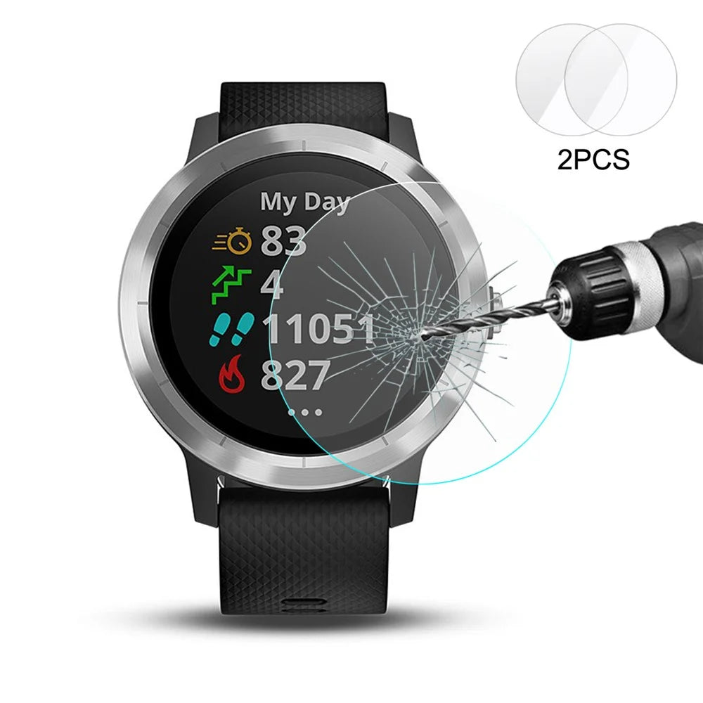 2Pcs HAT PRINCE 0.2mm 9H 2.15D Arc Edge Tempered Glass Screen Protector Guard Film for Garmin Vivoactive 3 - 3