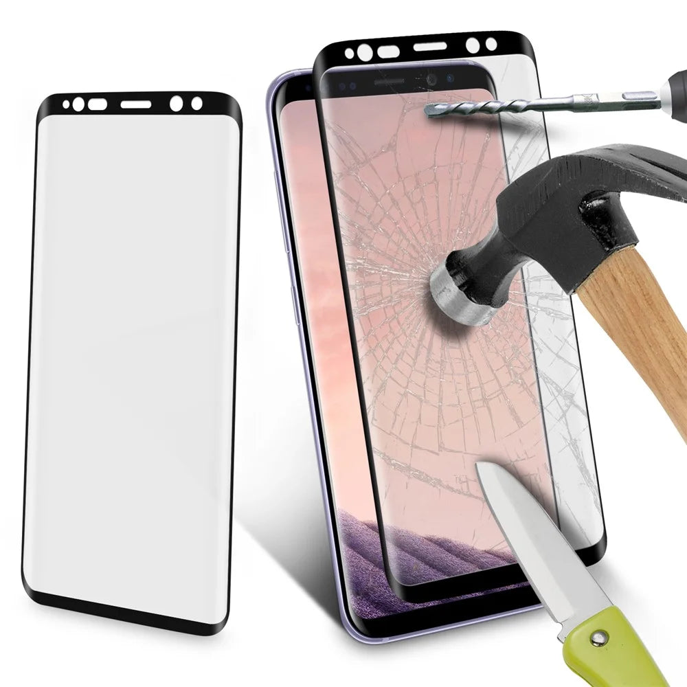 For Samsung Galaxy S9 0.26mm 9H Curved Silk Print Tempered Glass Full Screen Guard Film - Black - 4