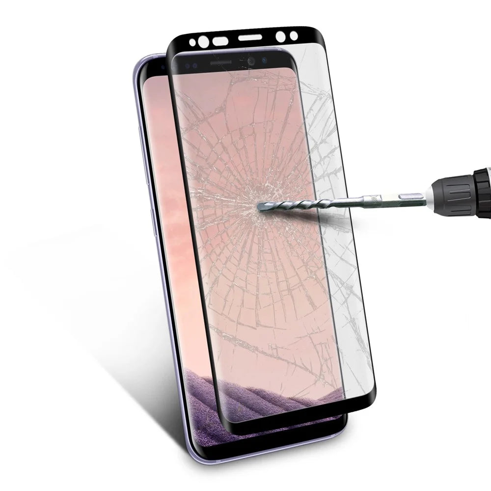 For Samsung Galaxy S9 Plus G965 0.26mm 9H Curved Silk Print Tempered Glass Full Screen Protector - Black - 3