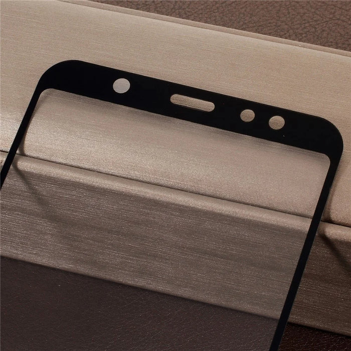 5D Curved Full Coverage Silk Print Tempered Glass Screen Protector for Samsung Galaxy A6+ (2018) - Black - 3