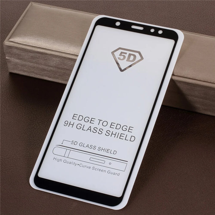5D Curved Full Coverage Silk Print Tempered Glass Screen Protector for Samsung Galaxy A6+ (2018) - Black - 5