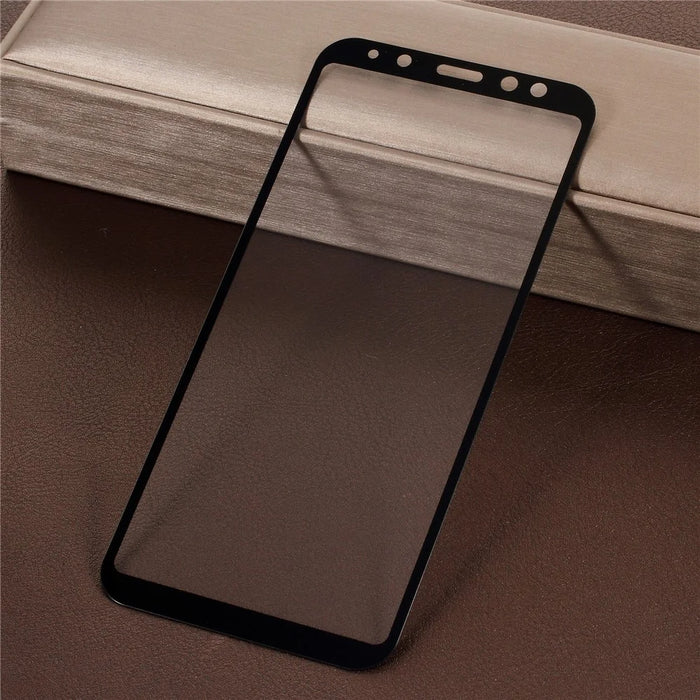 5D Curved Full Size Silk Print Tempered Glass Screen Protector for Samsung Galaxy A6 (2018) - Black - 1