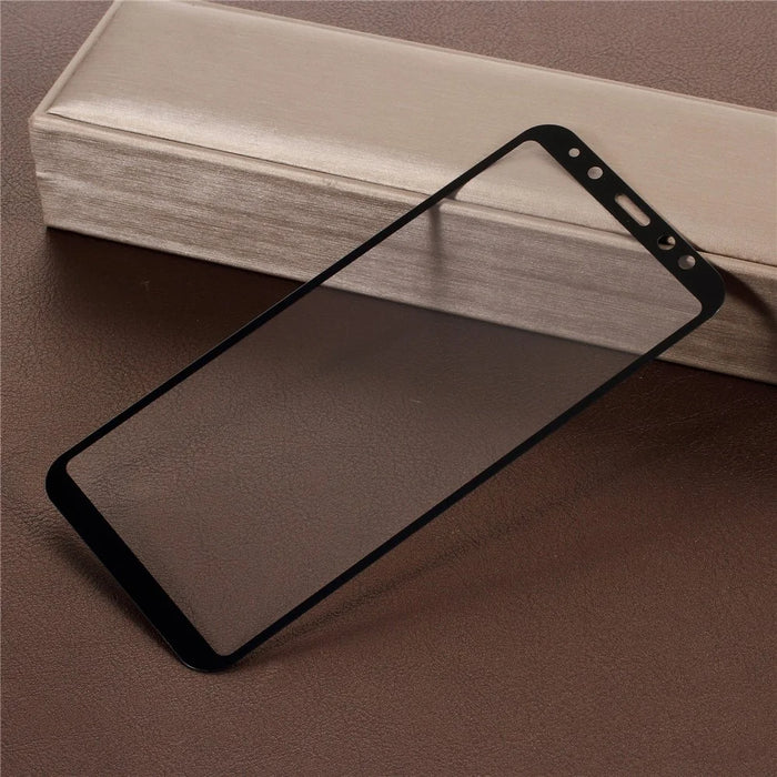 5D Curved Full Size Silk Print Tempered Glass Screen Protector for Samsung Galaxy A6 (2018) - Black - 2