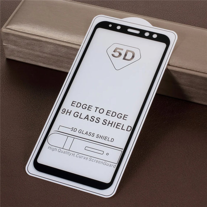 5D Curved Full Size Silk Print Tempered Glass Screen Protector for Samsung Galaxy A6 (2018) - Black - 5