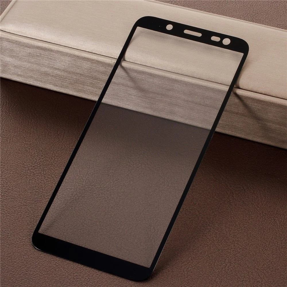 5D Curved Full Size Silk Print Tempered Glass Screen Protector for Samsung Galaxy J6 (2018) - Black - 1