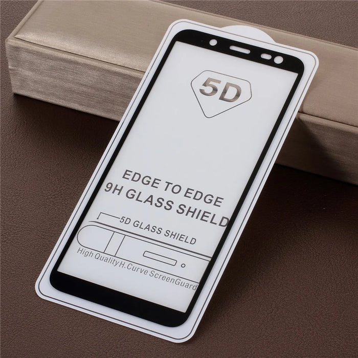 5D Curved Full Size Silk Print Tempered Glass Screen Protector for Samsung Galaxy J6 (2018) - Black - 5