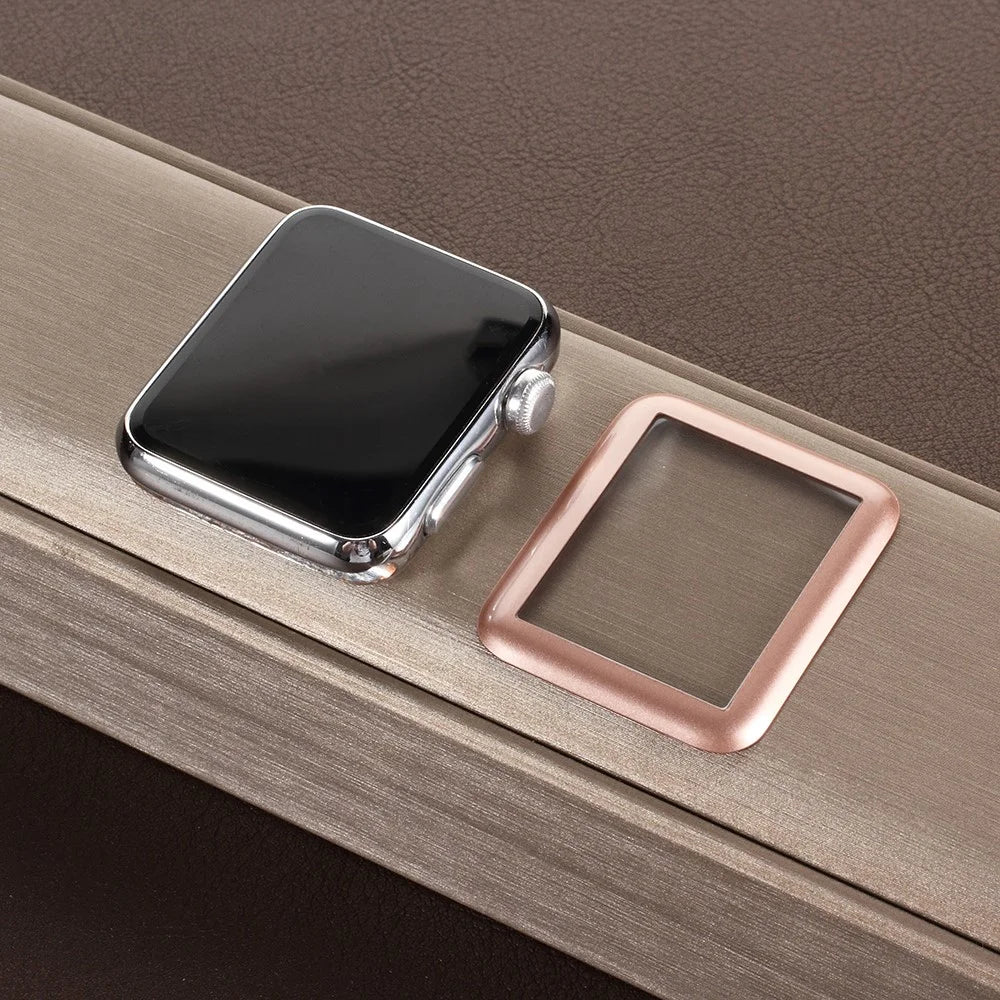 3D Curved Carbon Fiber Full Covering Tempered Glass Screen Protector for Apple Watch Series 3/2/1 38mm - Rose Gold - 2