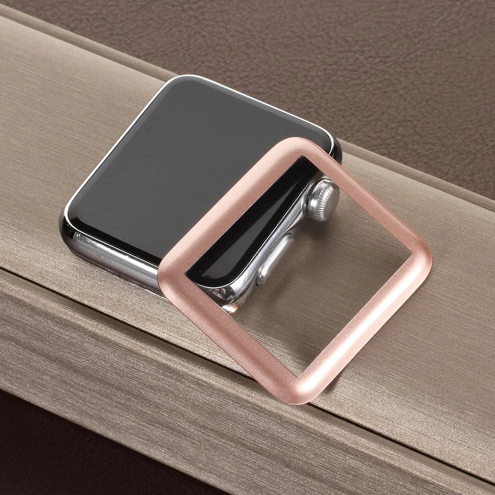 3D Curved Carbon Fiber Full Covering Tempered Glass Screen Protector for Apple Watch Series 3/2/1 38mm - Rose Gold - 4