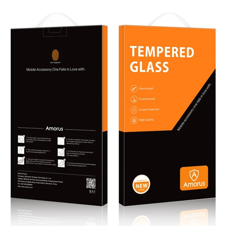 AMORUS Full Size Silk Print 9H Tempered Glass Screen Protector Film for iPhone (2019) 6.1" / XR 6.1 inch - 6