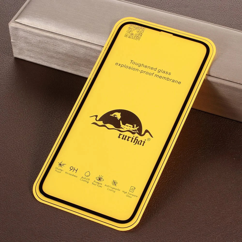 RURIHAI HD Clear Full Size Tempered Glass Screen Protector [Anti-explosion] for iPhone (2019) 6.1" / XR 6.1 inch - Black - 6
