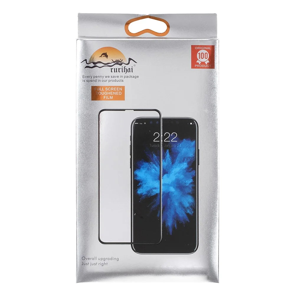 RURIHAI HD Clear Full Size Tempered Glass Screen Protector [Anti-explosion] for iPhone (2019) 6.1" / XR 6.1 inch - Black - 7