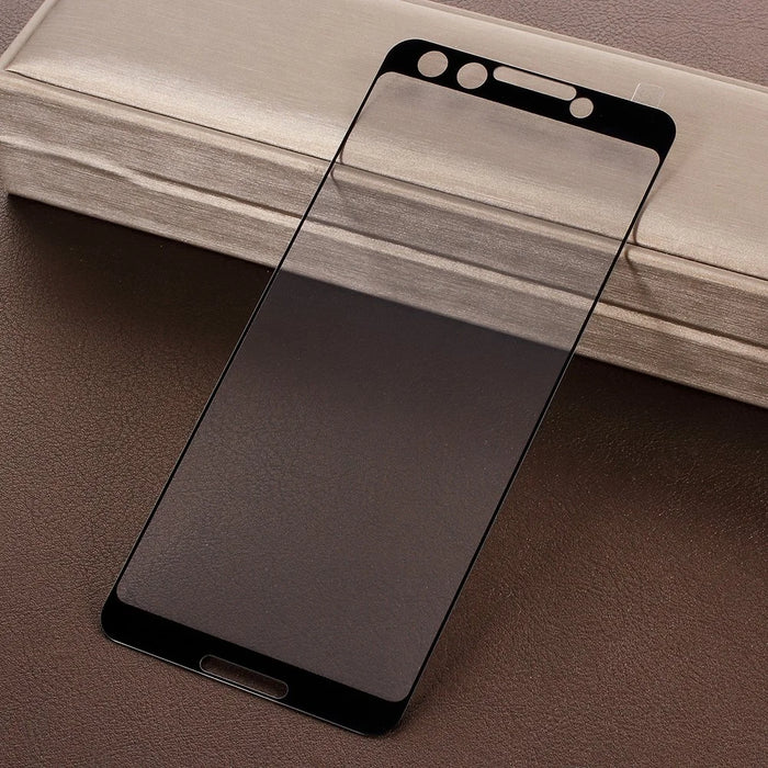 Silk Printing Full Covering Tempered Glass Protector Guard for Google Pixel 3 - Black - 1