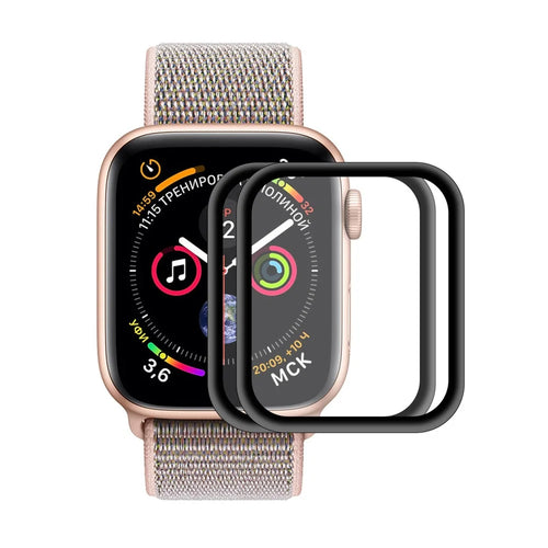 2PCS HAT PRINCE for Apple Watch Series 5 4 40mm 0.2mm 9H Full Size Tempered Glass Screen Shield [3D Aluminum Alloy Edge] [Anti-explosion] - 1