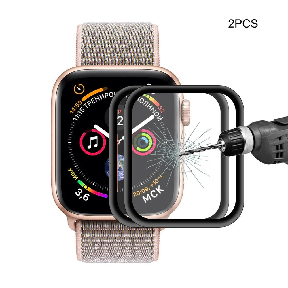 2PCS HAT PRINCE for Apple Watch Series 5 4 40mm 0.2mm 9H Full Size Tempered Glass Screen Shield [3D Aluminum Alloy Edge] [Anti-explosion] - 2