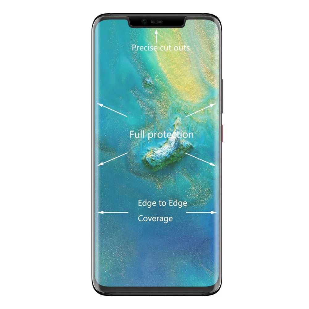 HAT PRINCE for Huawei Mate 20 Pro 3D Full Size Tempered Glass Screen Film 0.26mm Side Glue - Transparent - 3