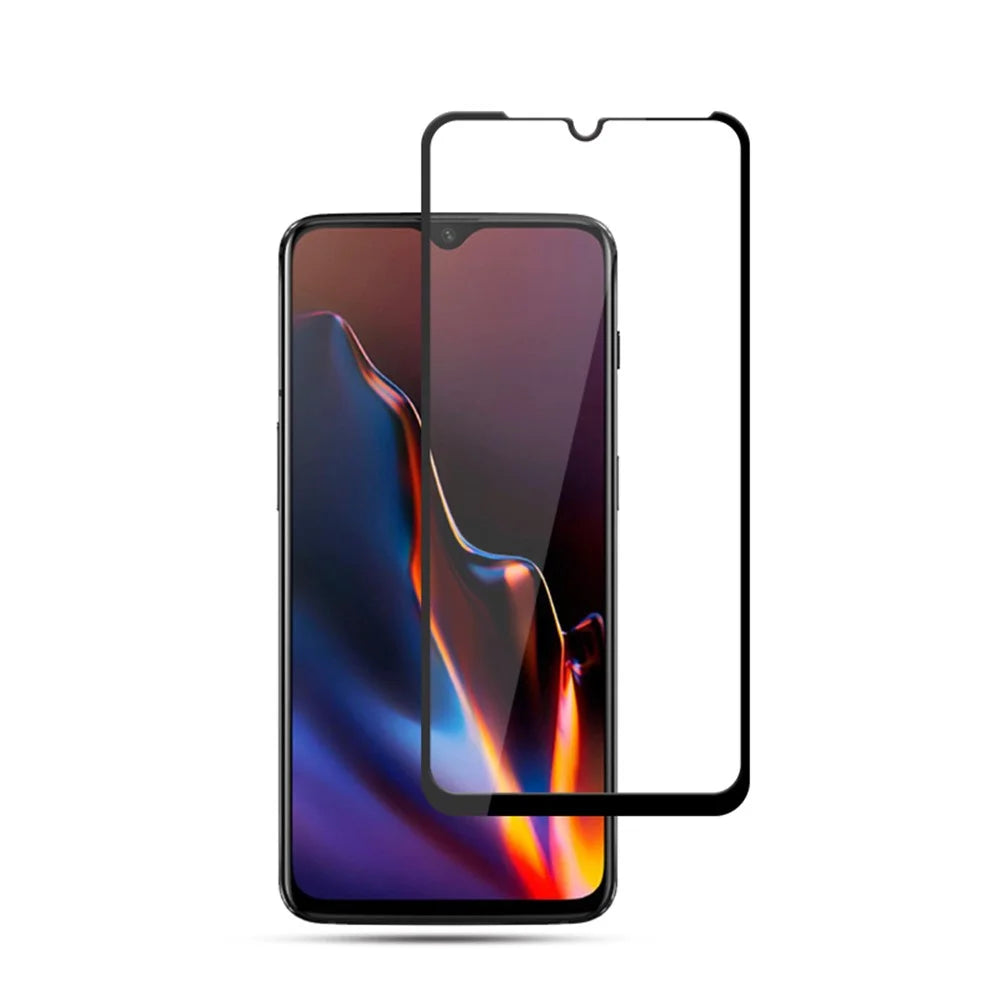 MOCOLO Silk Print Arc Edge Full Coverage Tempered Glass Screen Protector for OnePlus 6T - Black - 1
