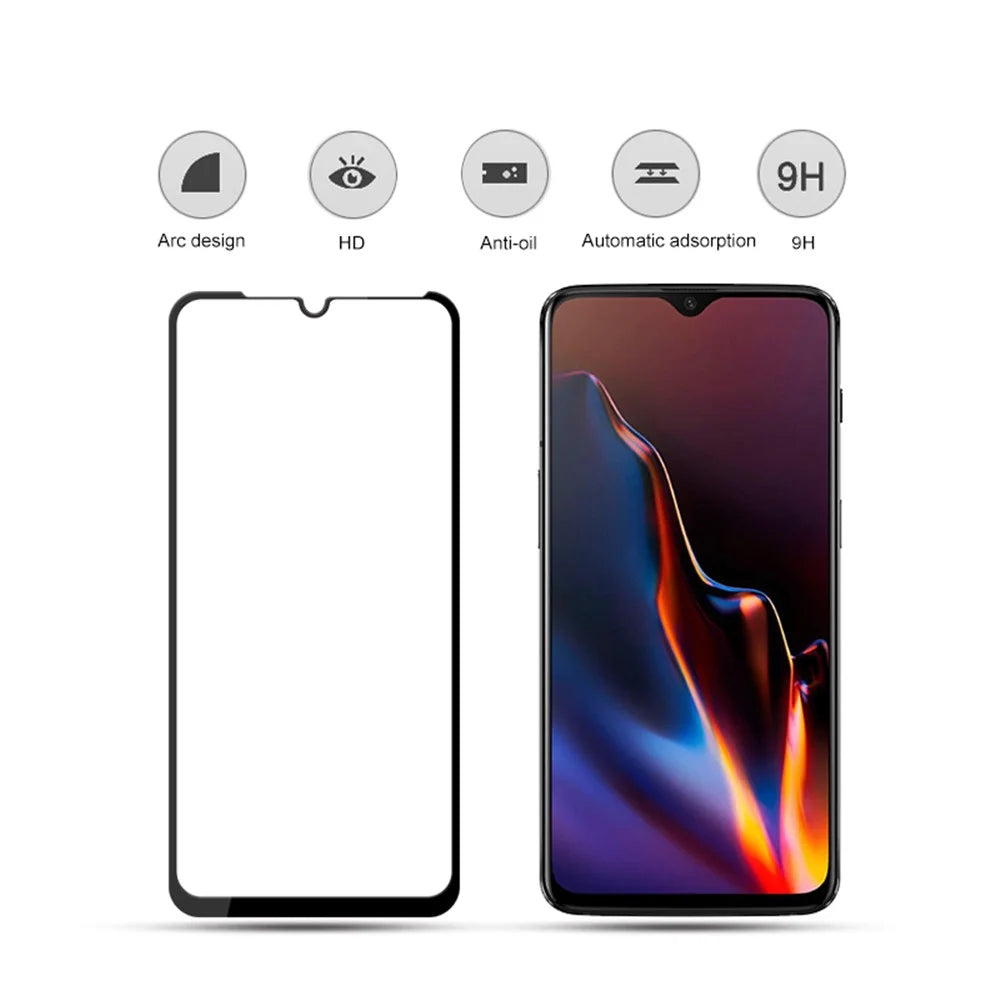 MOCOLO Silk Print Arc Edge Full Coverage Tempered Glass Screen Protector for OnePlus 6T - Black - 2
