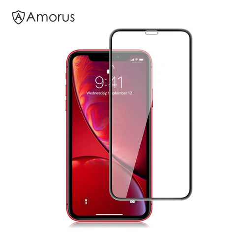 AMORUS 3D Curved Tempered Glass Full Screen Protector for iPhone (2019) 6.1 inch / XR 6.1 inch - Black - 1