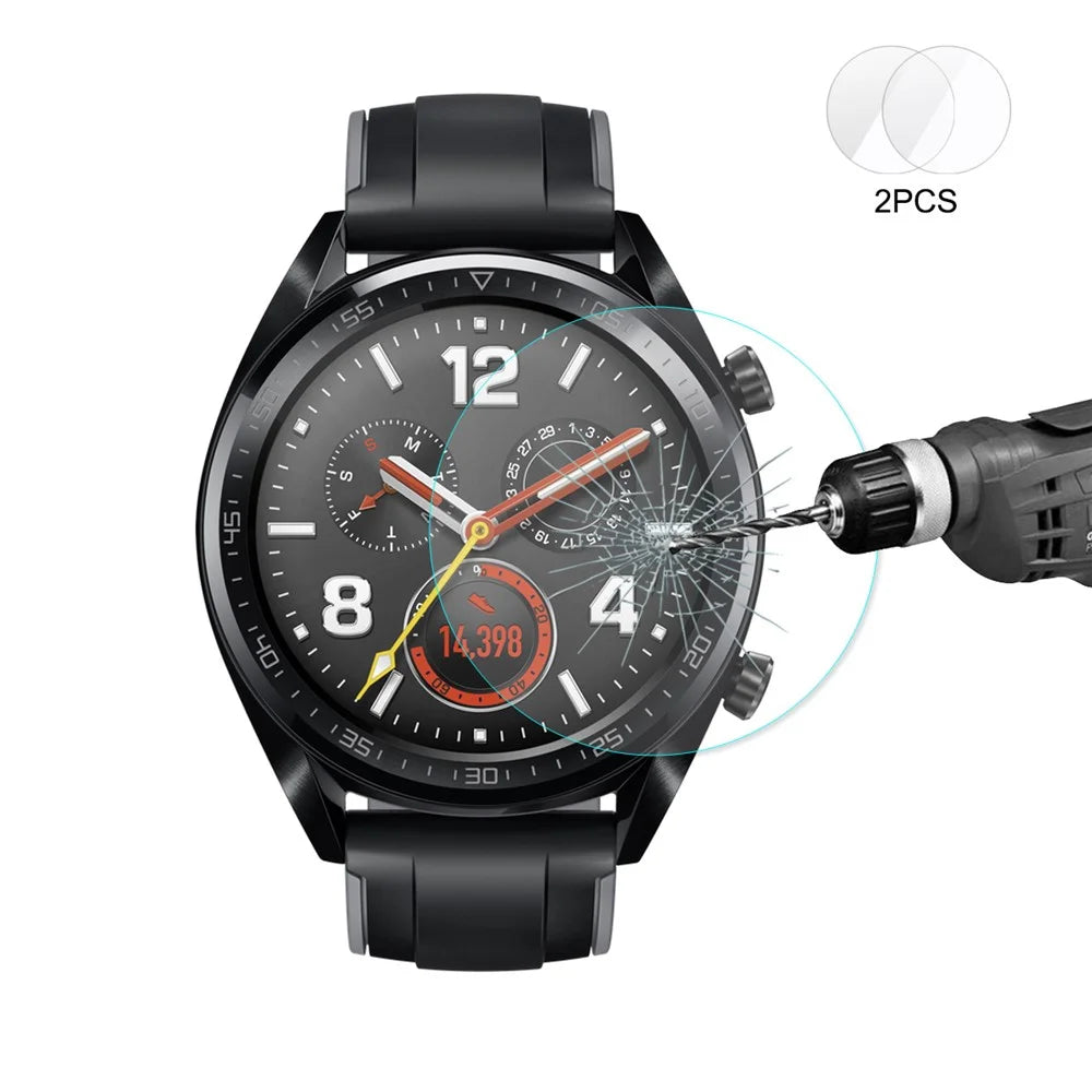 2PCS HAT PRINCE for Huawei Watch GT / GT Active / Elegant Tempered Glass Screen Protector Film 0.2mm 9H 2.15D Arc Edge - 2