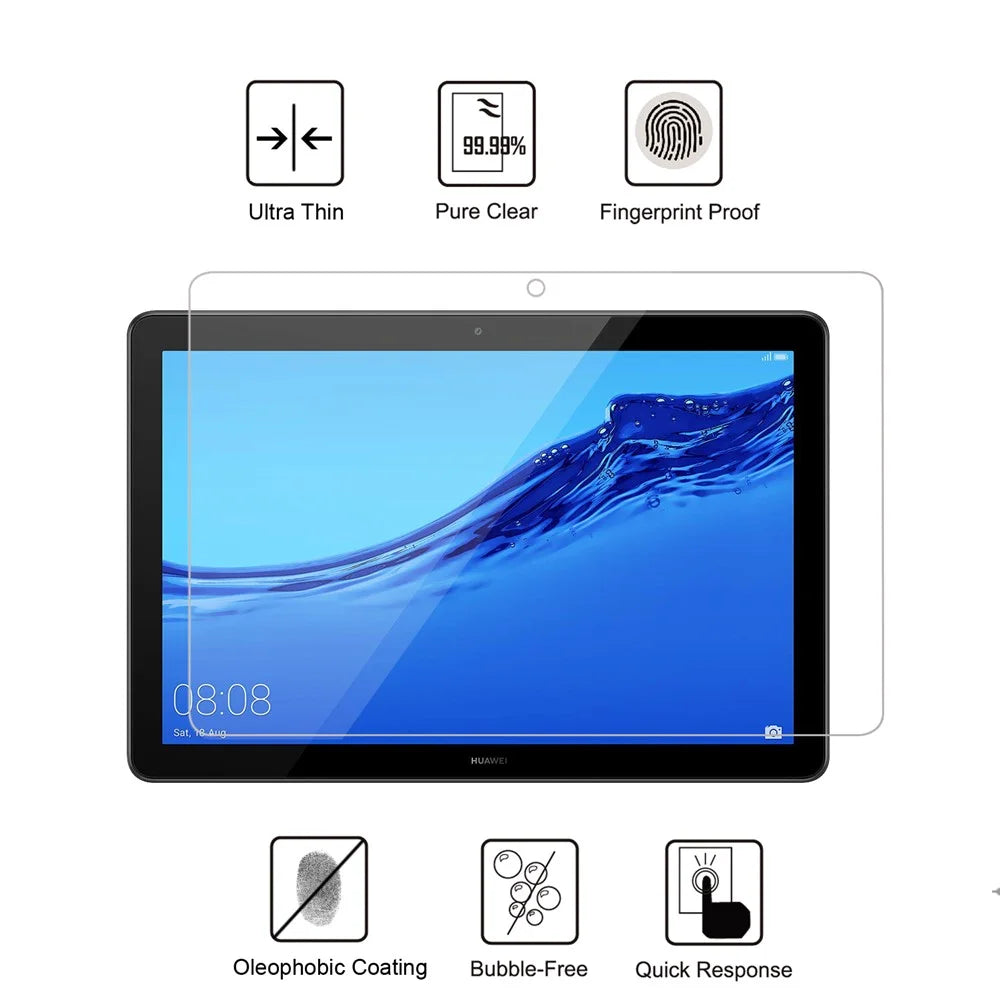 For Huawei MediaPad T5 10 9H Full Screen Coverage Shockproof Tempered Glass Protector Film 0.25mm Arc Edge - 2
