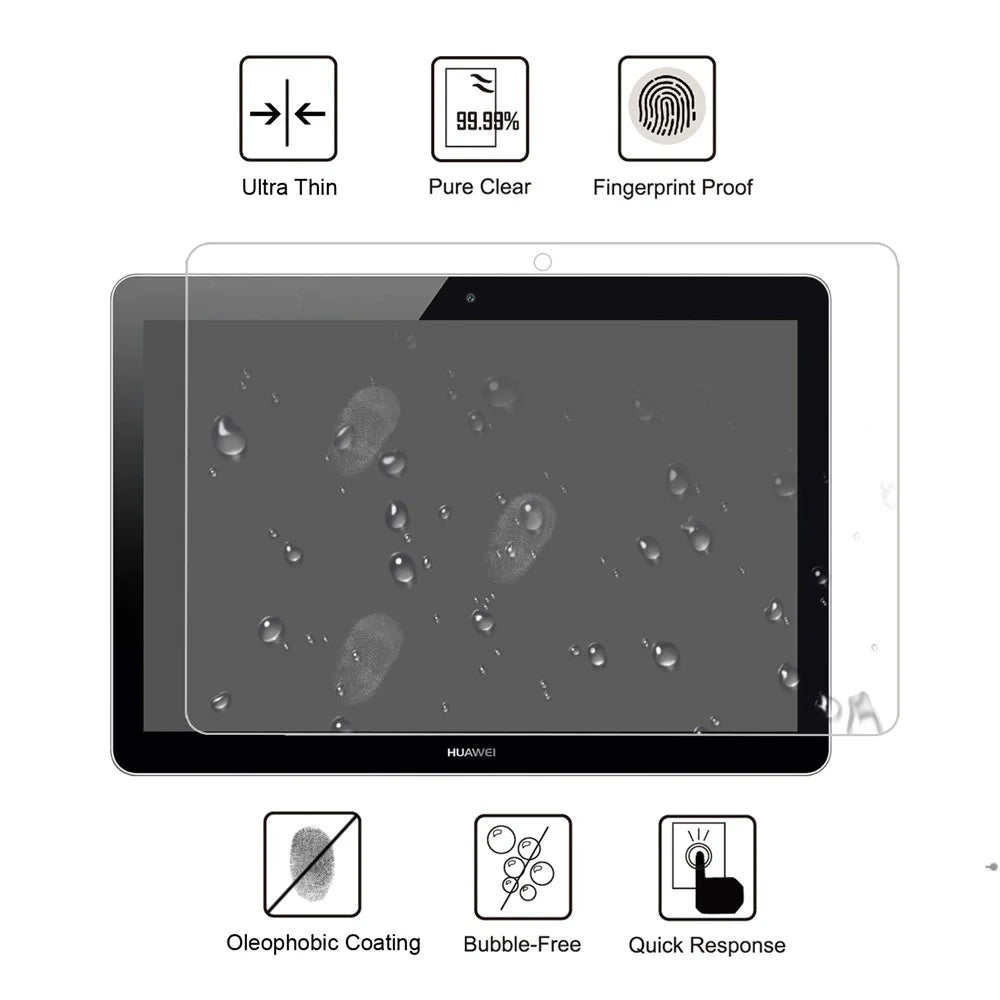 For Huawei MediaPad T3 10 0.25mm Arc Edge 9H Full Screen Covering Shockproof Tempered Glass Guard Film - 2
