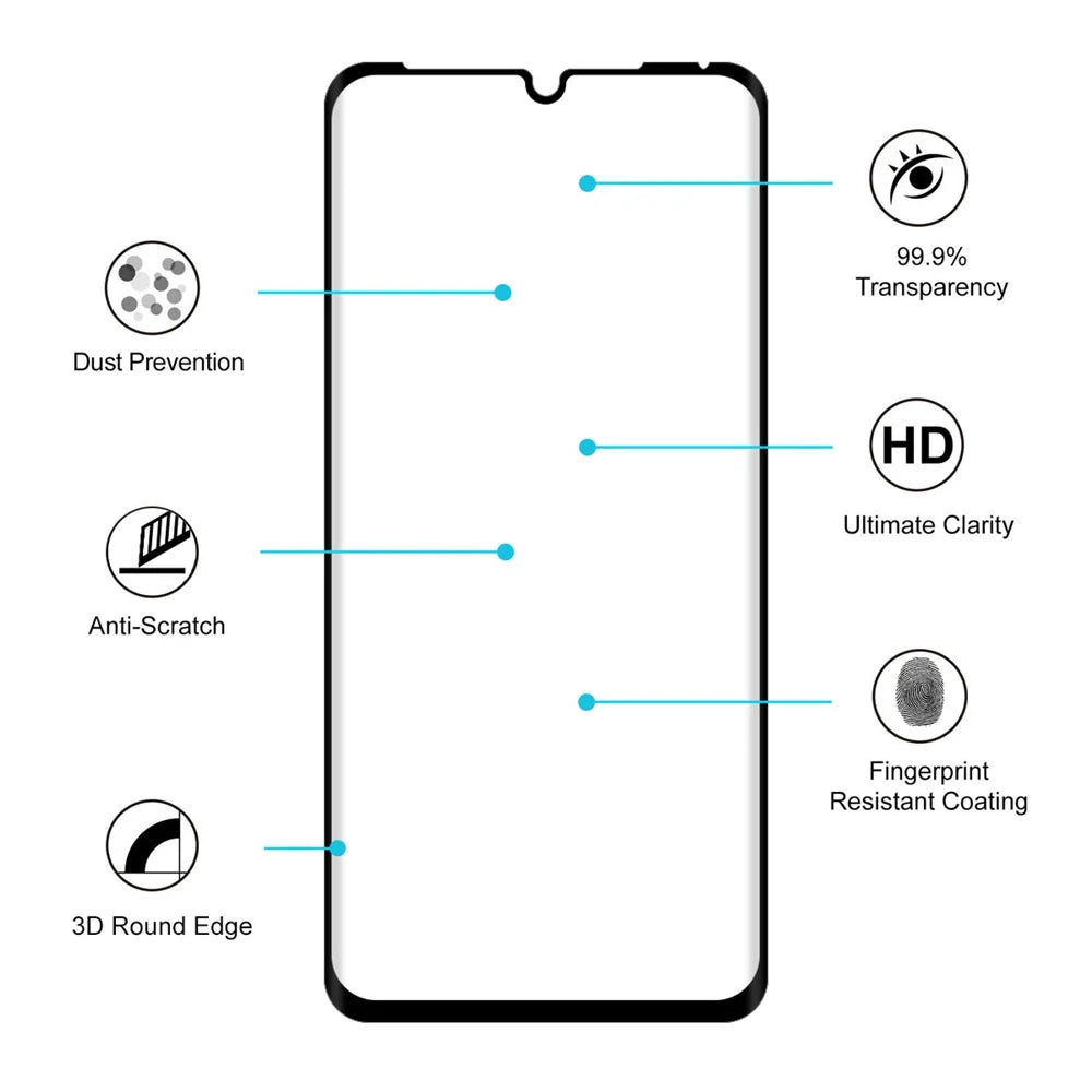 HAT PRINCE for Huawei P30 Pro 3D Full Screen Covering Hot Bending Edge Glue Tempered Glass Protector 0.26mm - Black - 4