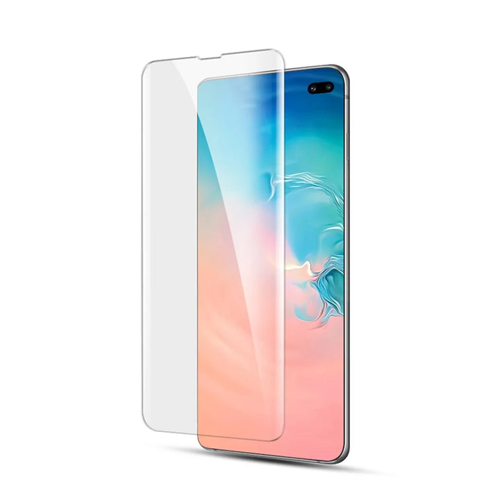 MOCOLO 3D Curved Full Glue UV Light Irradiation Film for Samsung Galaxy S10, Full Coverage HD Tempered Glass Screen Protector - 3