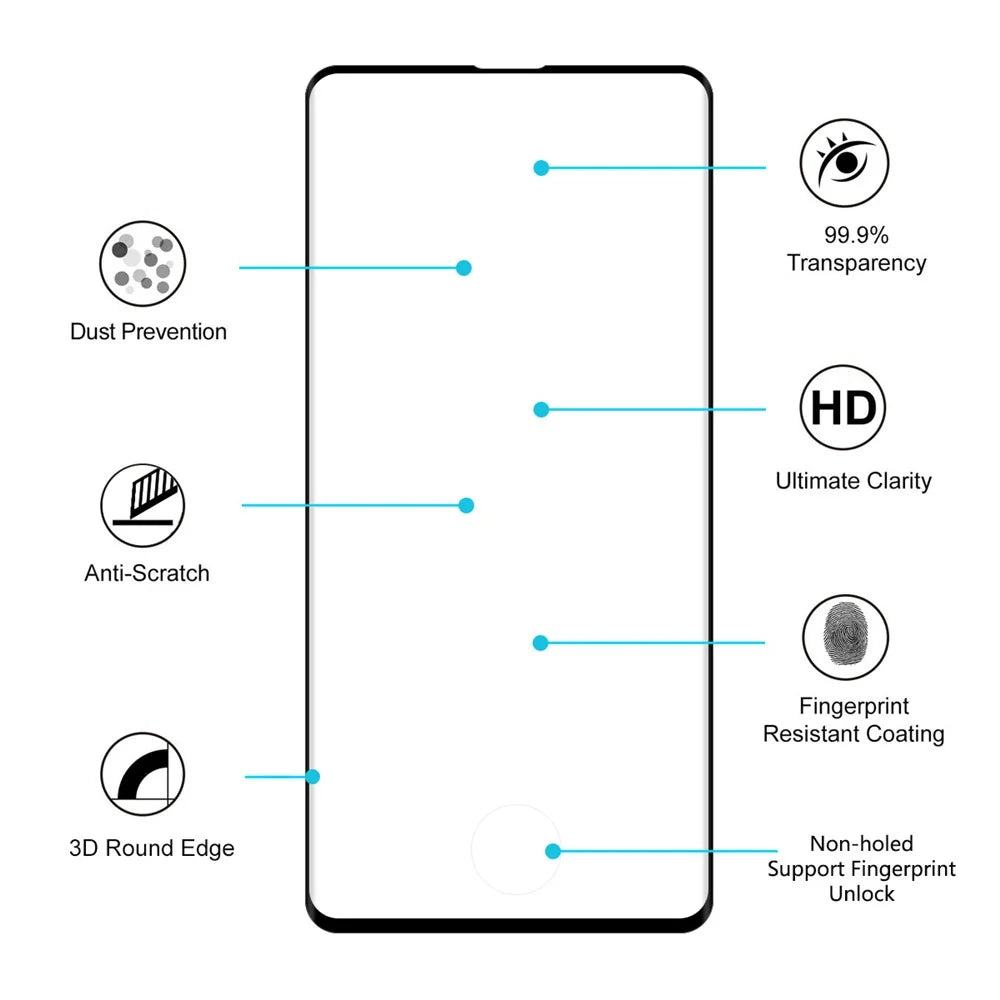 HAT PRINCE 0.26mm 3D 9H Full Coverage Tempered Glass Screen Protector (Fingerprint Unlock) for Samsung Galaxy S10 - Black - 4
