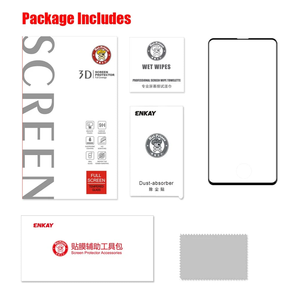 HAT PRINCE 0.26mm 3D 9H Full Coverage Tempered Glass Screen Protector (Fingerprint Unlock) for Samsung Galaxy S10 - Black - 6