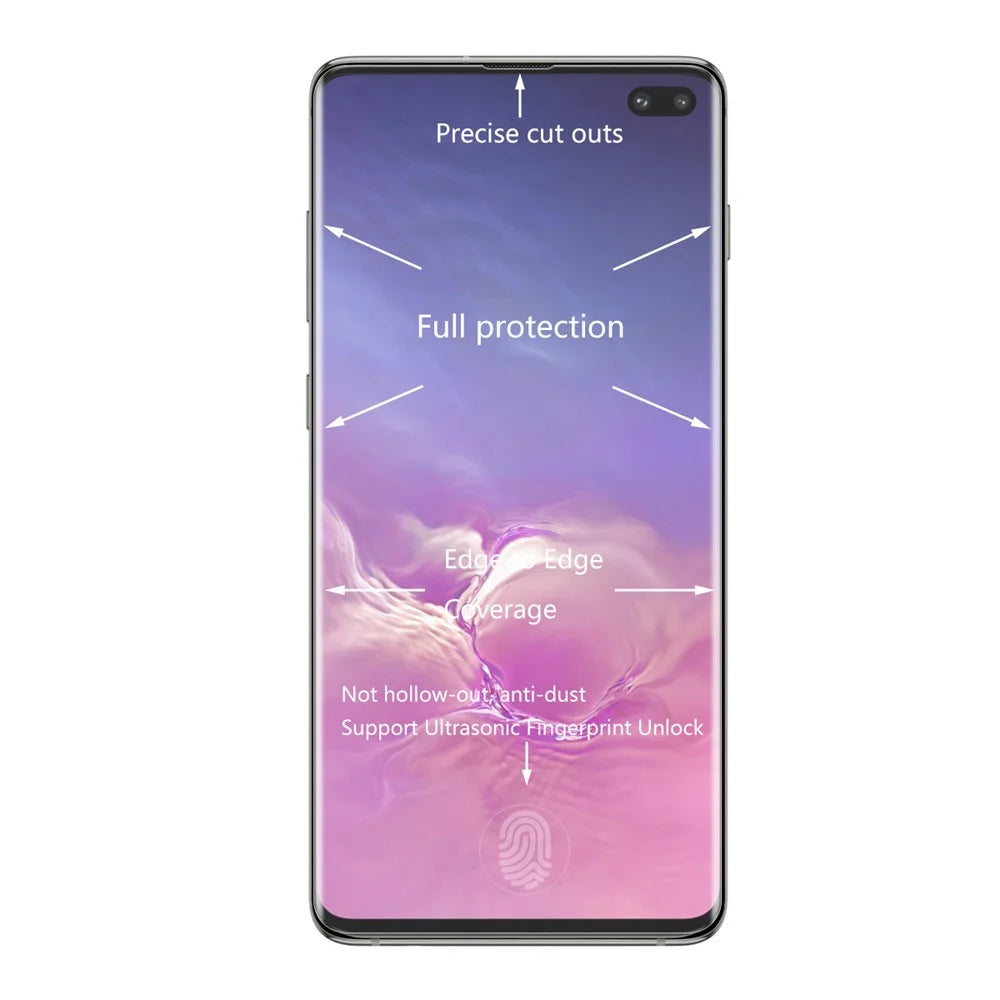 HAT PRINCE 0.26mm 9H 3D Arc Edge Full Size Tempered Glass Screen Film (Fingerprint Unlock) for Samsung Galaxy S10 Plus - Transparent - 3