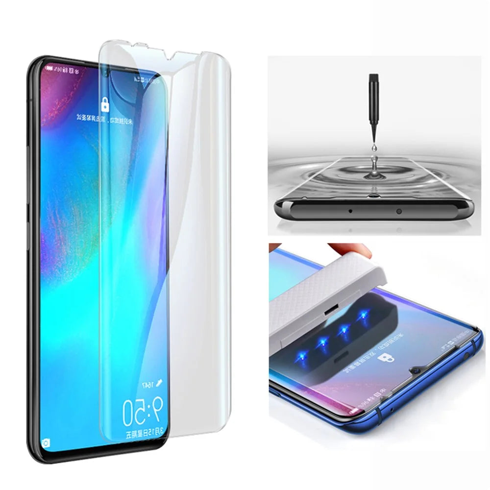 MOCOLO for Huawei P30 Pro 3D Curved [UV Light Irradiation] Film Full Cover Full Glue Ultra Clear Tempered Glass Screen Protector - 3