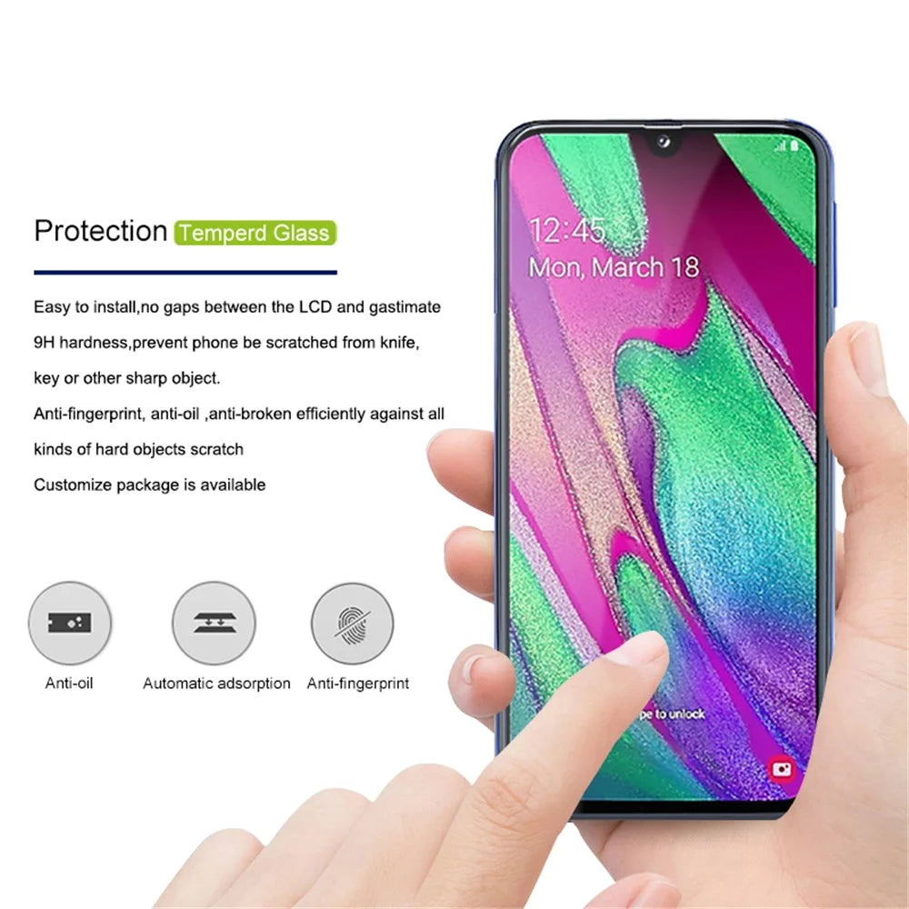 MOCOLO Silk Printing Ultra Clear Tempered Glass Full Screen Film [Full Glue] for Samsung Galaxy A40 - 2