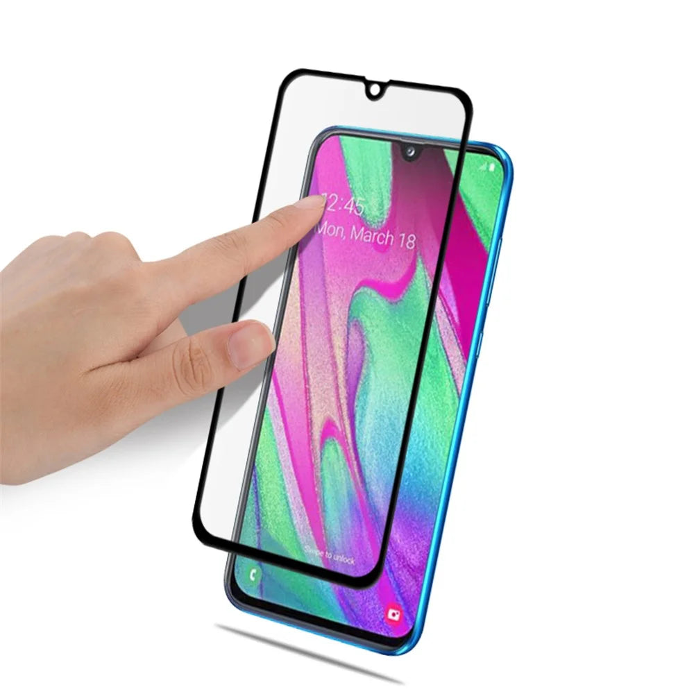 MOCOLO Silk Printing Ultra Clear Tempered Glass Full Screen Film [Full Glue] for Samsung Galaxy A40 - 4