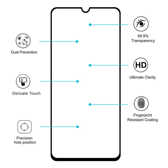 HAT PRINCE 0.26mm 9H 2.5D Tempered Glass Full Glue Shield Full Coverage for Samsung Galaxy A70 - 4