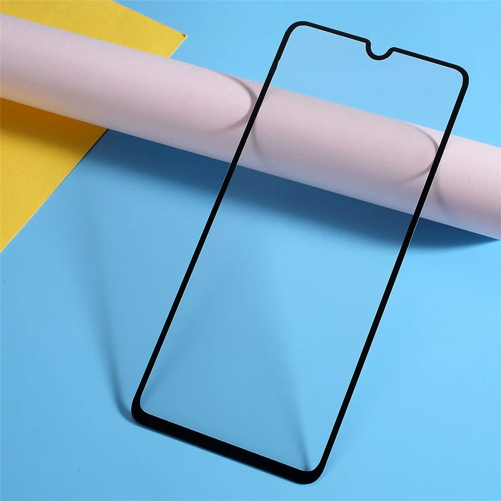 9H Curved Full Size Silk Print Tempered Glass Screen Protector for Samsung Galaxy A70 - Black - 1