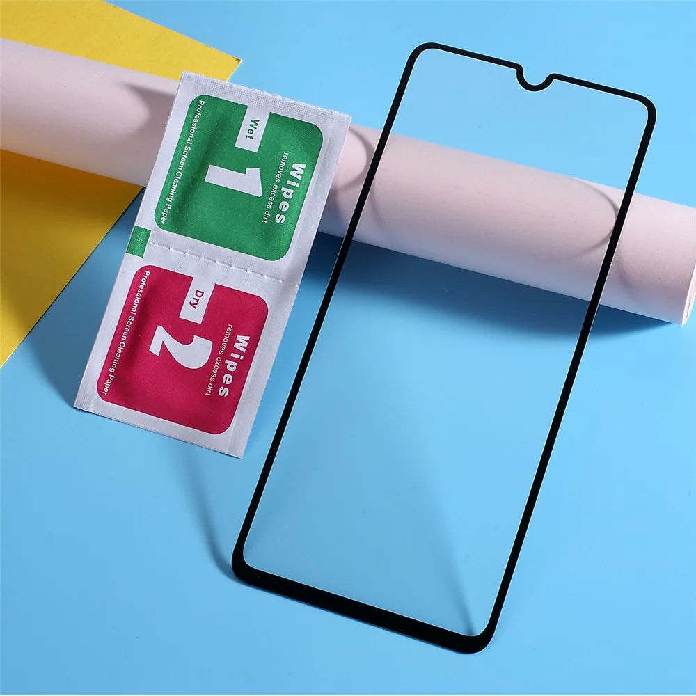 9H Curved Full Size Silk Print Tempered Glass Screen Protector for Samsung Galaxy A70 - Black - 5