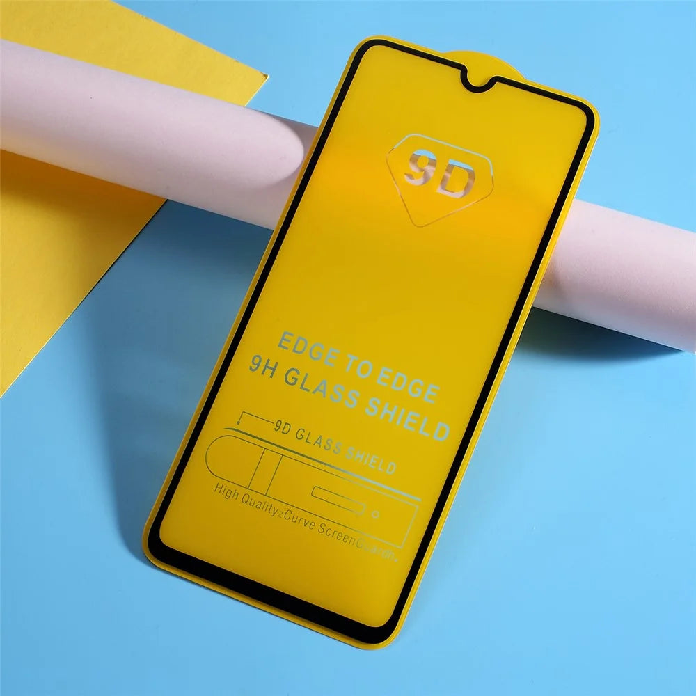 9H Curved Full Size Silk Print Tempered Glass Screen Protector for Samsung Galaxy A70 - Black - 6