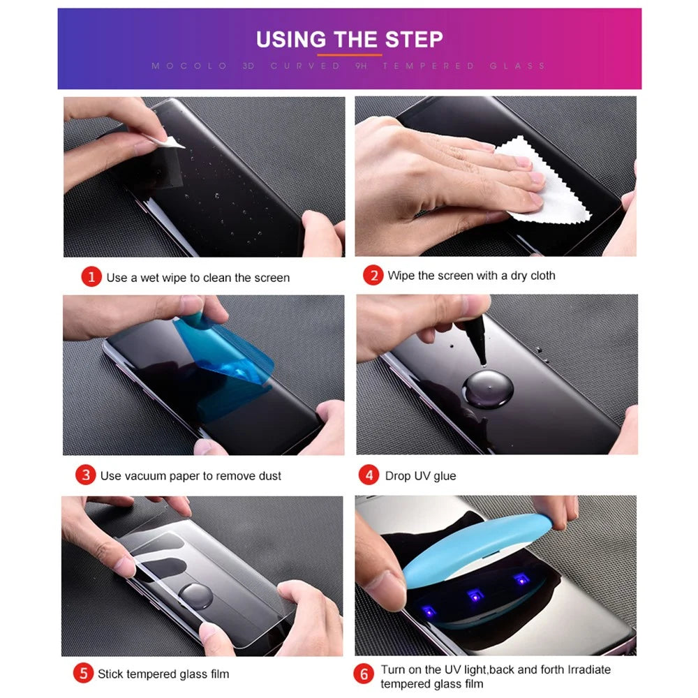 MOCOLO for Samsung Galaxy S10 5G 3D Curved [UV Light Irradiation] Full Cover Tempered Glass Screen Protector UV Film - 4