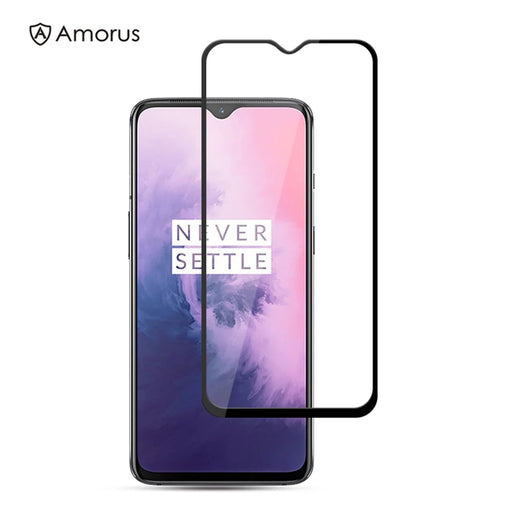 AMORUS Full Glue Silk Printing Tempered Glass Full Screen Protector for OnePlus 7 / 6T - 1