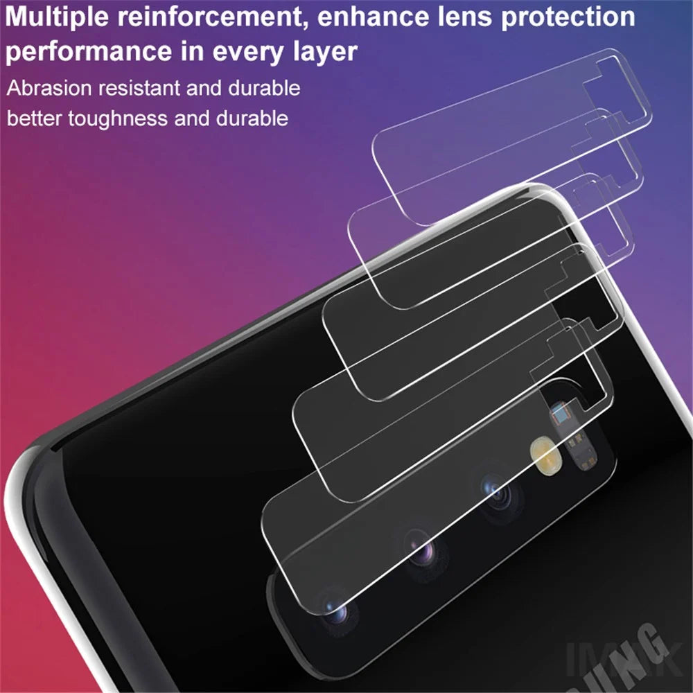 IMAK 2Pcs/Pack High Definition Clear Glass Camera Lens Protector for Samsung Galaxy S10 Plus - 3