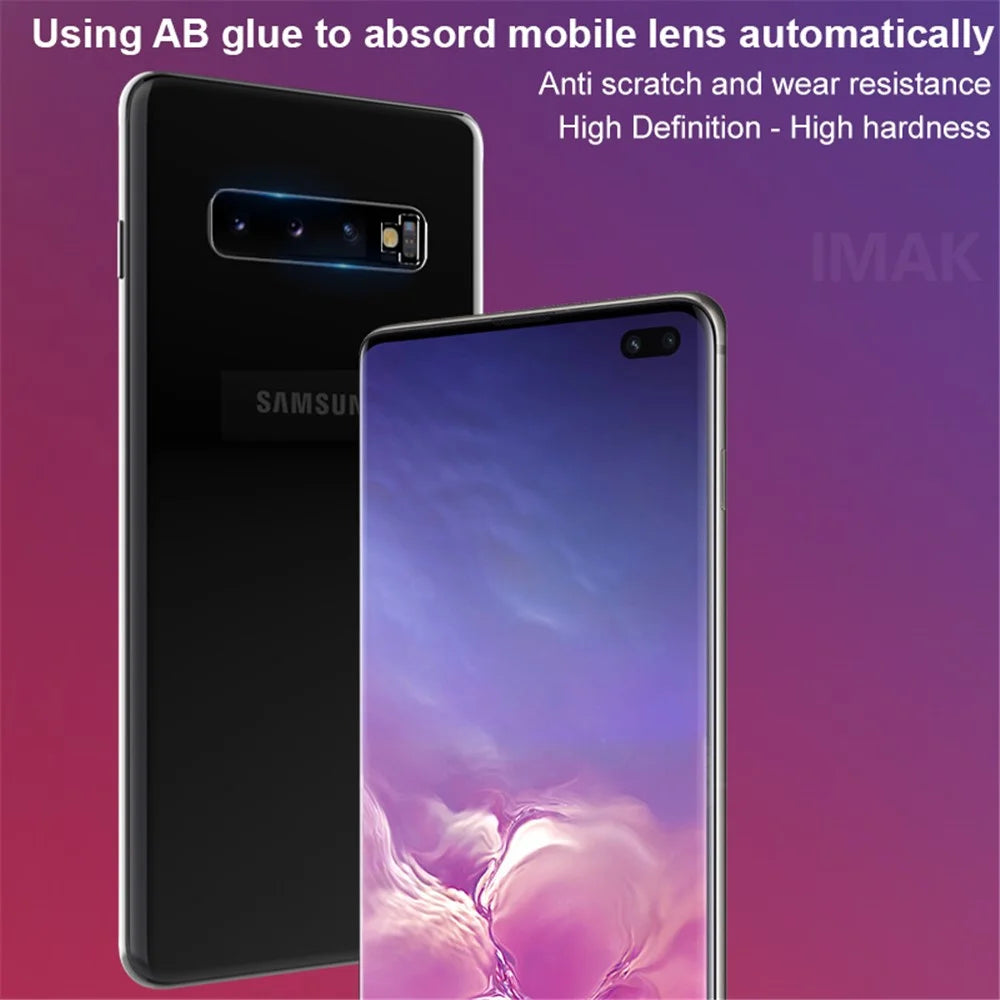 IMAK 2Pcs/Pack High Definition Clear Glass Camera Lens Protector for Samsung Galaxy S10 Plus - 5