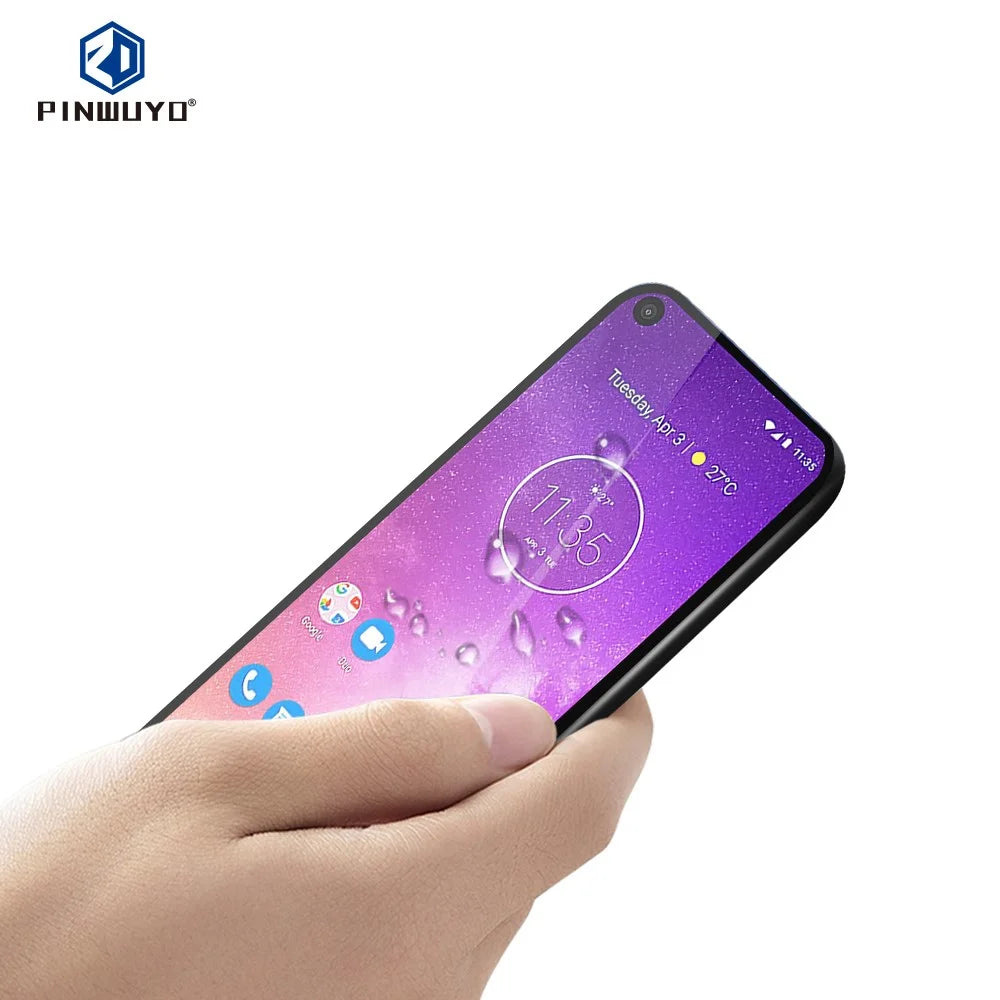 PINWUYO Full Screen Tempered Glass Protector Film Anti-explosion for Motorola One Vision / P50 - 5