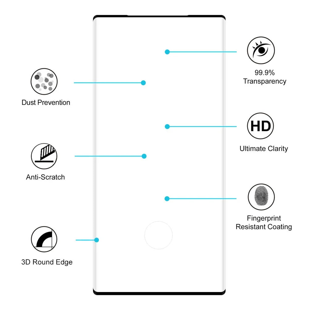 HAT PRINCE 0.26mm 3D Full Size Phone Tempered Glass Screen Film for Samsung Galaxy Note 10 / Note 10 5G - Black - 4