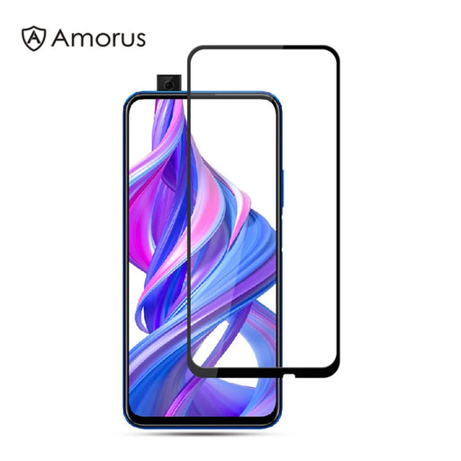 AMORUS Full Coverage Silk Printing Tempered Glass Full Glue Screen Protective Film for Huawei Y9 Prime 2019 / P Smart Pro (2019) / P Smart Z / Honor 9X (For China) / 9X Pro - Black - 1