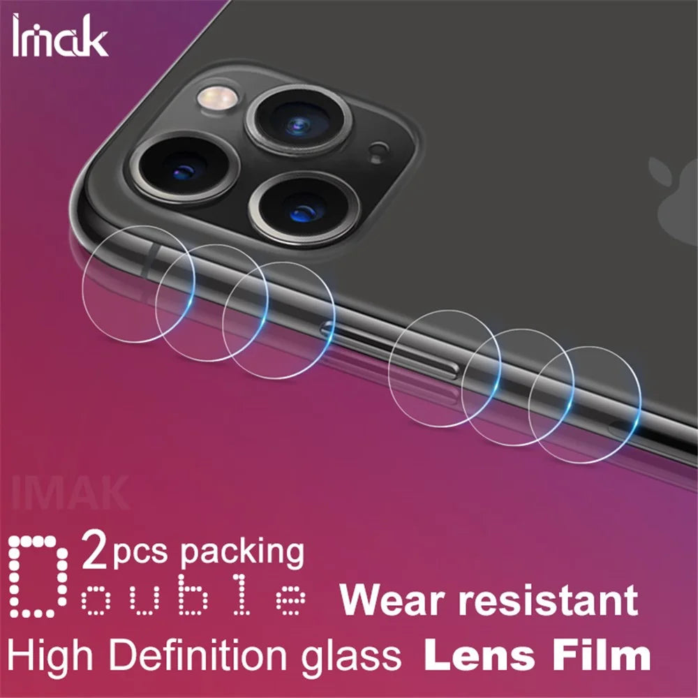 IMAK 2Pcs/Pack Ultra-Clear Tempered Glass Camera Lens Protector for iPhone 11 Pro / iPhone 11 Pro Max - 2