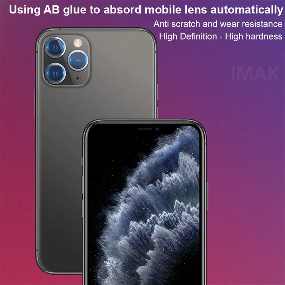 IMAK 2Pcs/Pack Ultra-Clear Tempered Glass Camera Lens Protector for iPhone 11 Pro / iPhone 11 Pro Max - 5