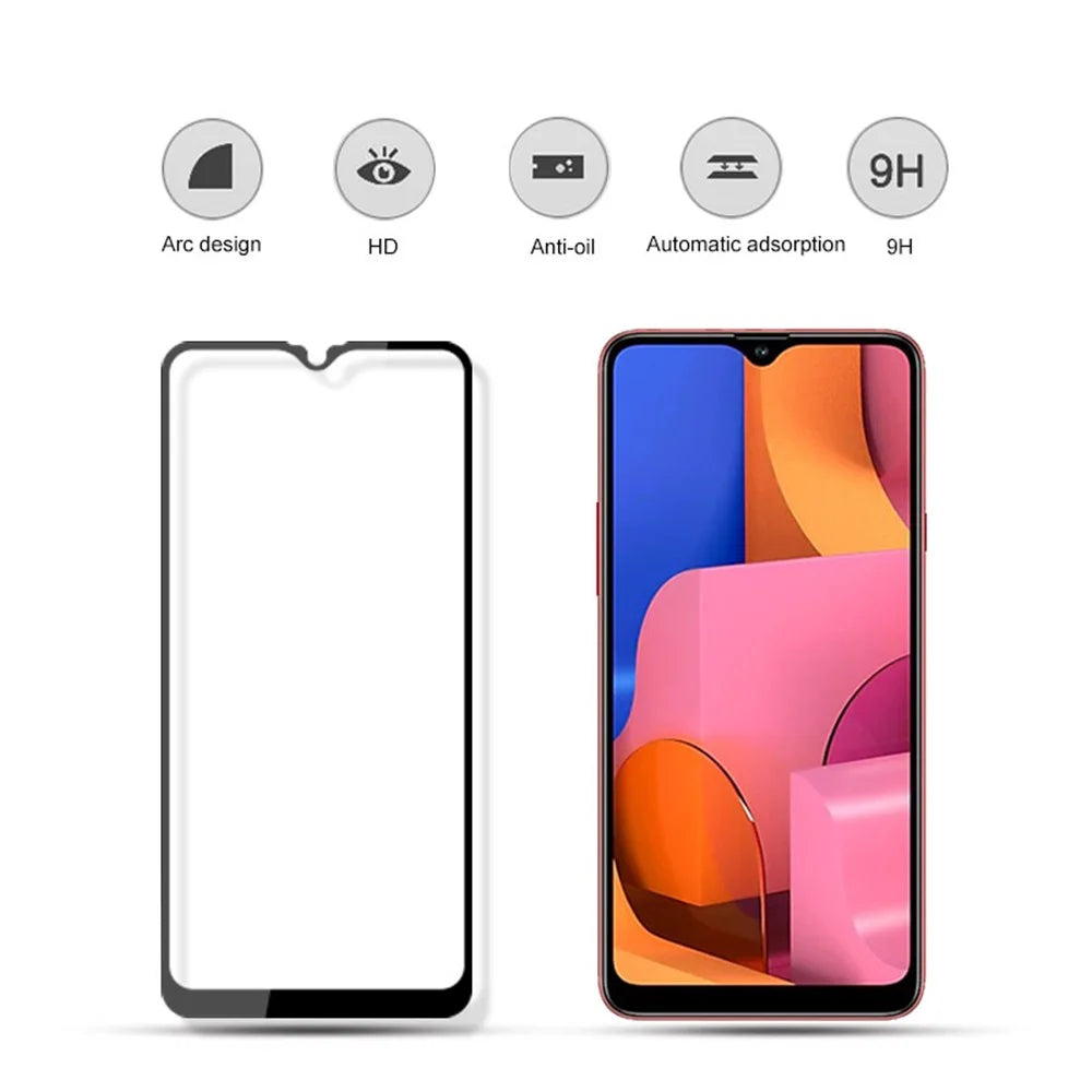 MOCOLO Silk Print HD Tempered Glass Full Glue Full Coverage Screen Guard Film for Samsung Galaxy A20s - Black - 2